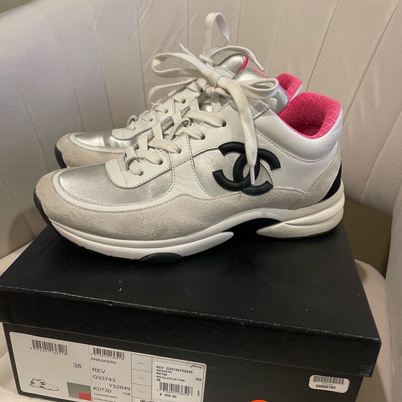 Chanel 18P Sneakers w/ Neon Pink lining - Picture 3 of 10